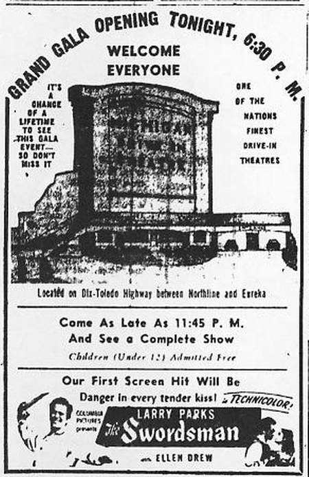 Michigan Drive-In Theatre - Michigan Grand Opening Ad 7-23-48